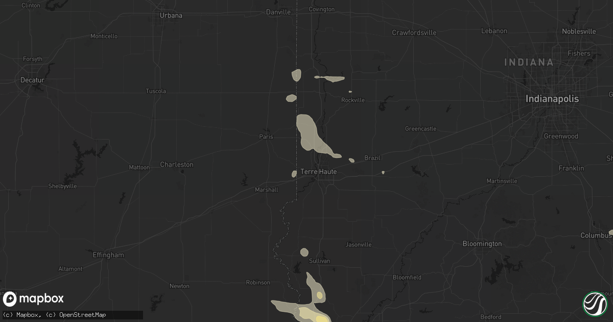 Hail map in West Terre Haute, IN on August 12, 2026