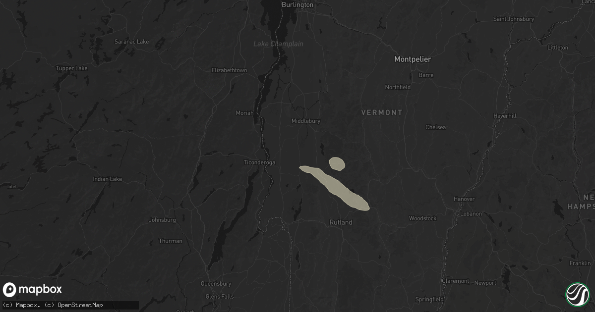 Hail map in Whiting, VT on August 12, 2026