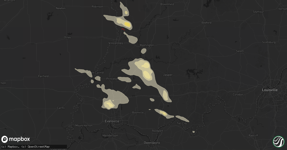 Hail map in Winslow, IN on August 12, 2026