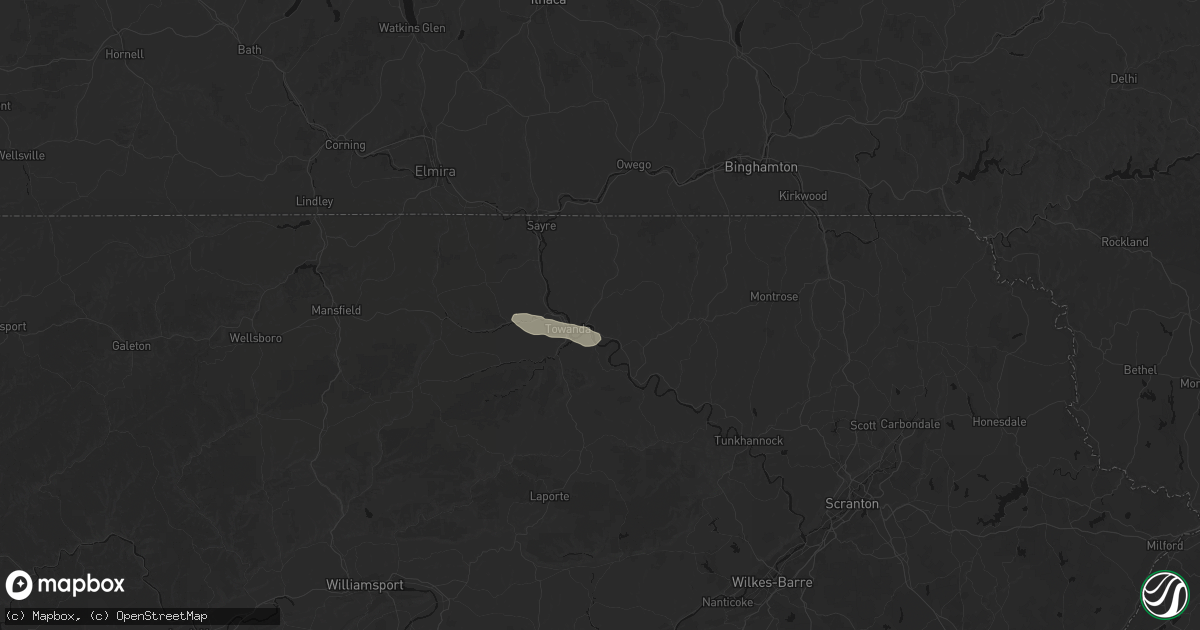 Hail map in Wysox, PA on August 12, 2026