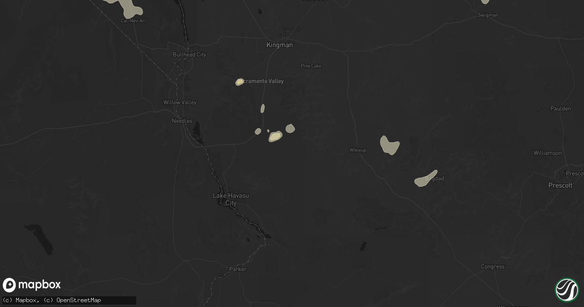 Hail map in Yucca, AZ on August 12, 2026