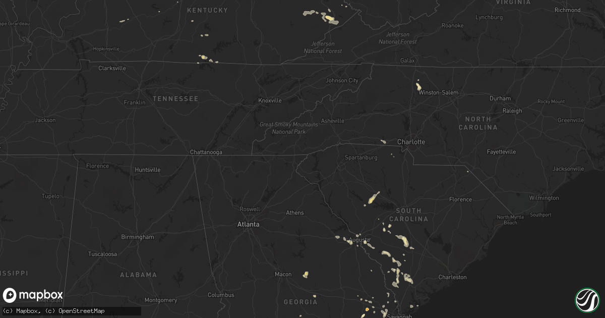 Hail map in Georgia on August 13, 2011
