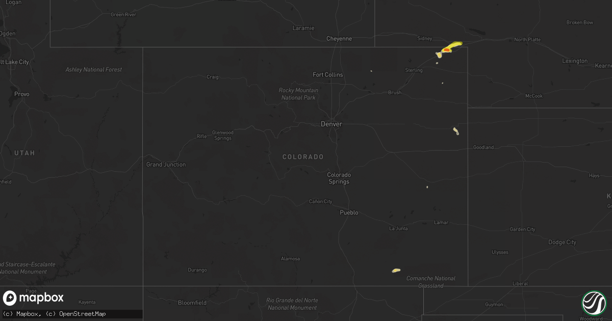 Hail map in Colorado on August 13, 2016