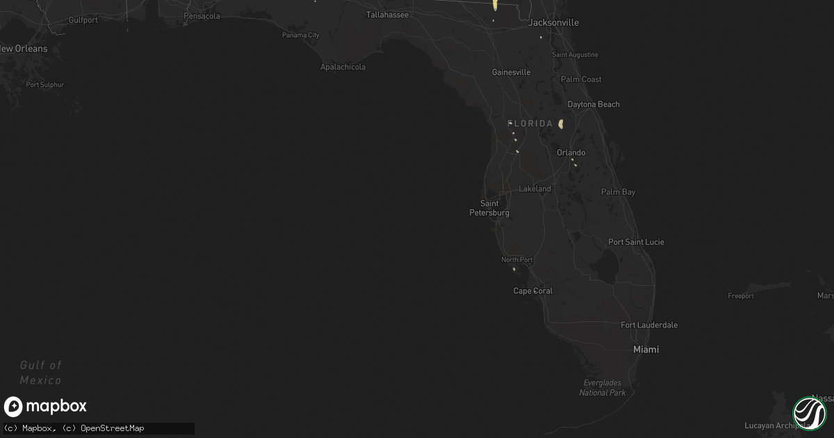 Hail map in Florida on August 13, 2016
