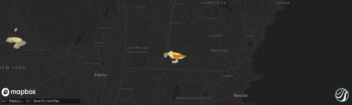 Hail map in Keene, NH on August 13, 2016