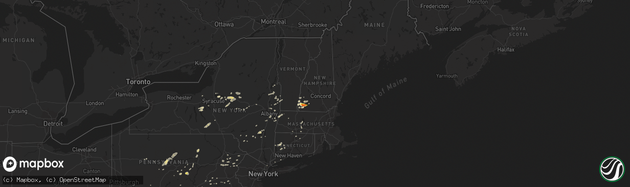 Hail map in New Hampshire on August 13, 2016