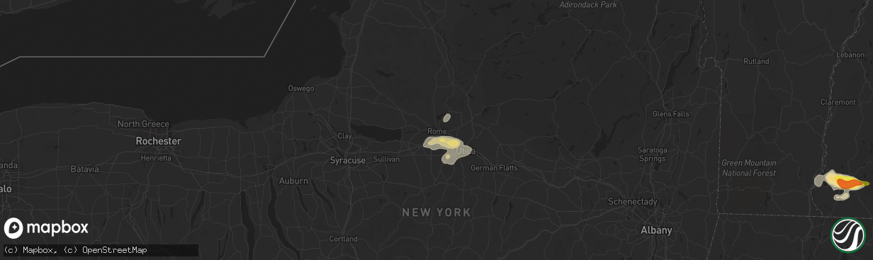 Hail map in Rome, NY on August 13, 2016