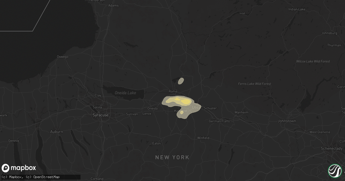 Hail map in Rome, NY on August 13, 2016