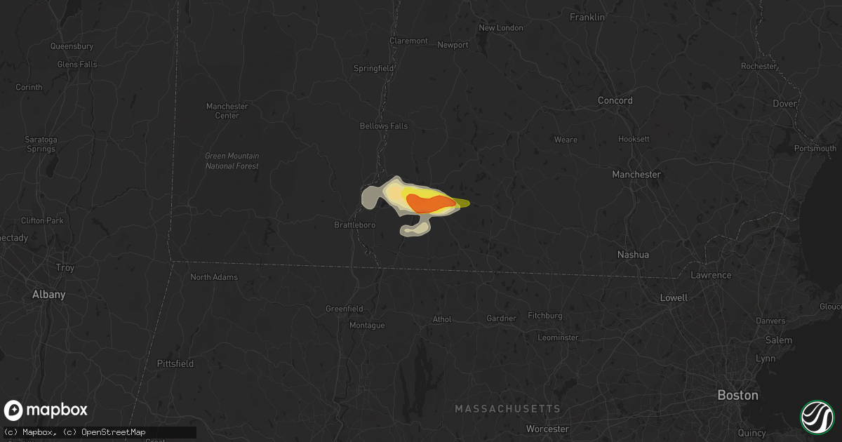 Hail map in Swanzey, NH on August 13, 2016