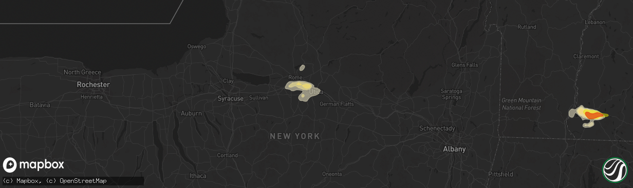 Hail map in Utica, NY on August 13, 2016