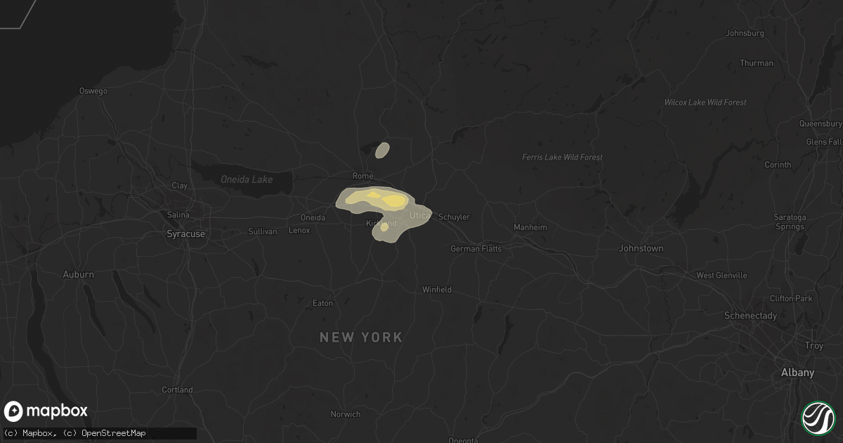 Hail map in Utica, NY on August 13, 2016