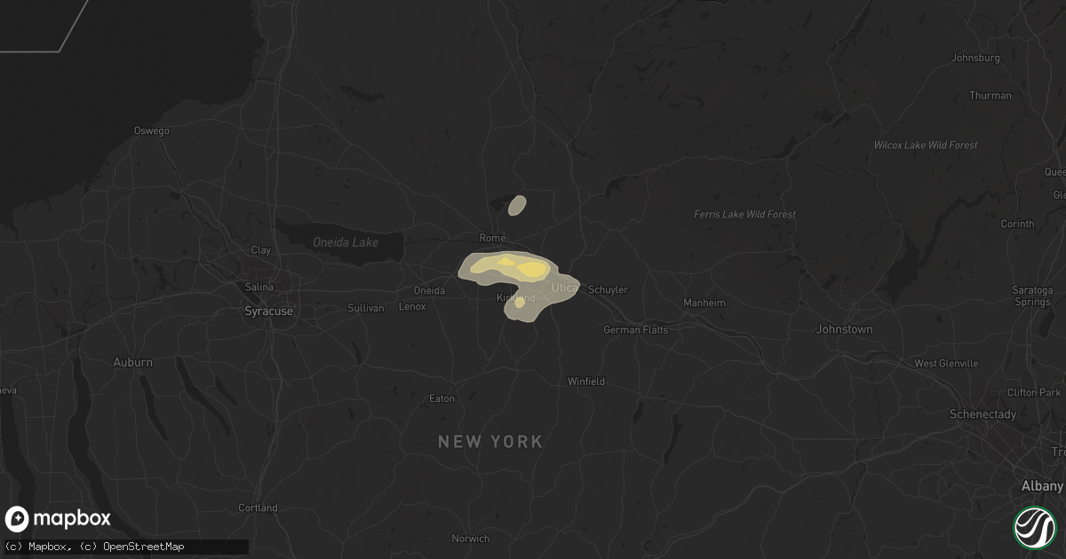 Hail map in Whitesboro, NY on August 13, 2016