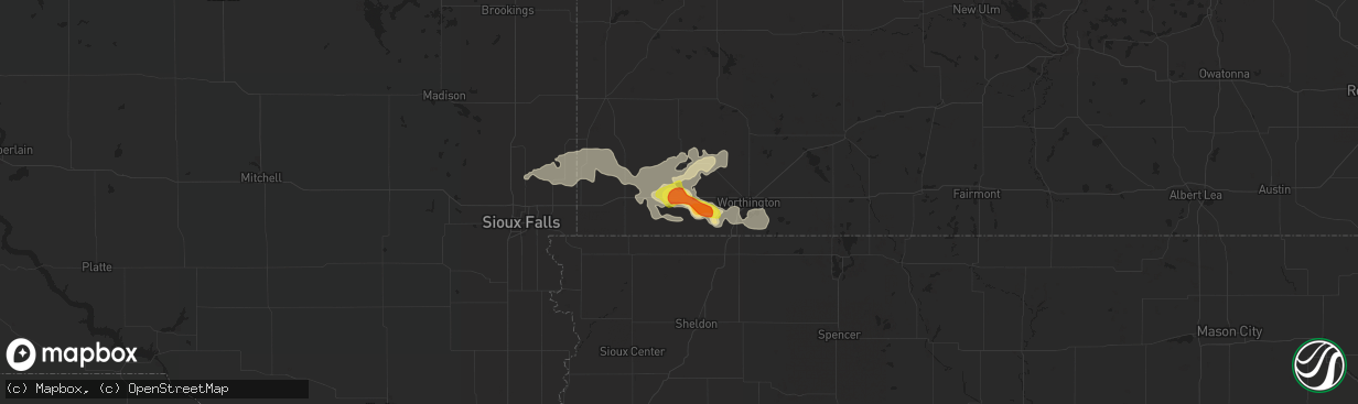 Hail map in Adrian, MN on August 13, 2017