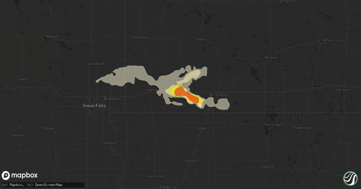 Hail map in Adrian, MN on August 13, 2017