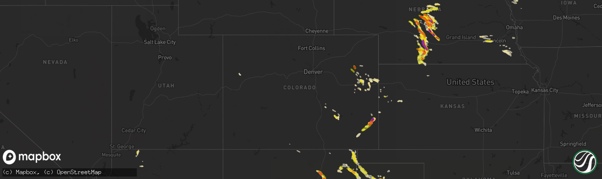 Hail map in Colorado on August 13, 2017