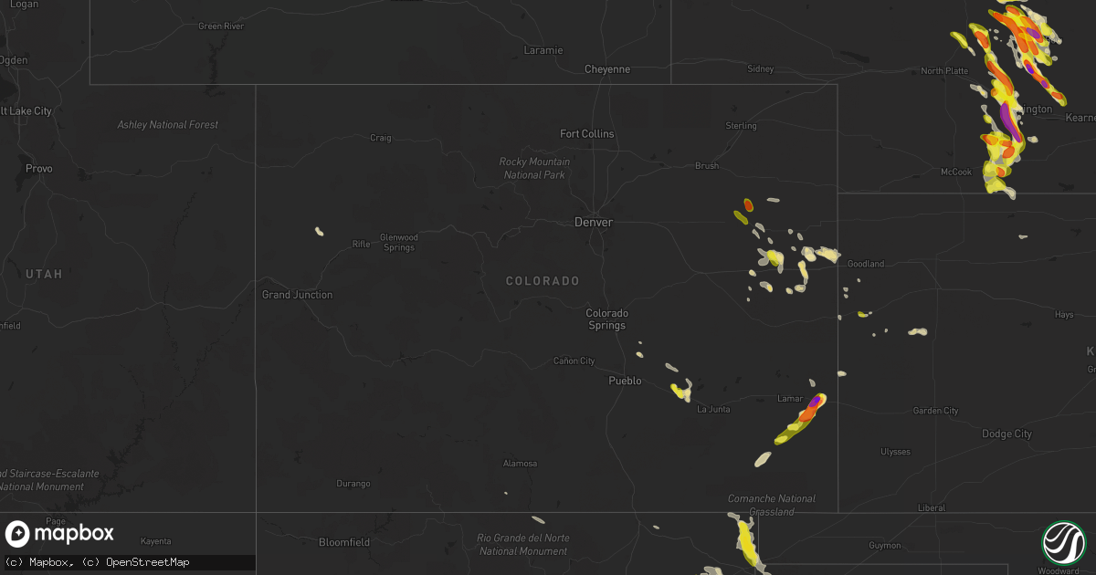 Hail map in Colorado on August 13, 2017