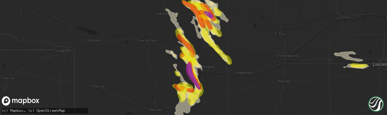 Hail map in Cozad, NE on August 13, 2017