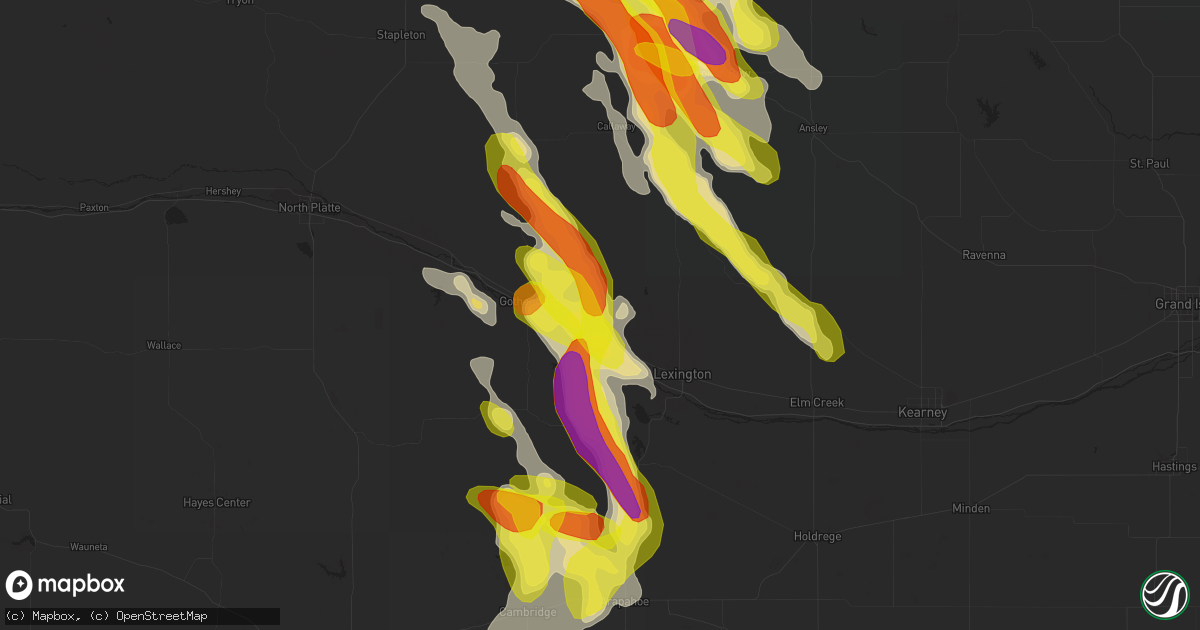 Hail map in Cozad, NE on August 13, 2017