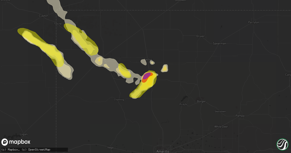 Hail map in Dumas, TX on August 13, 2017