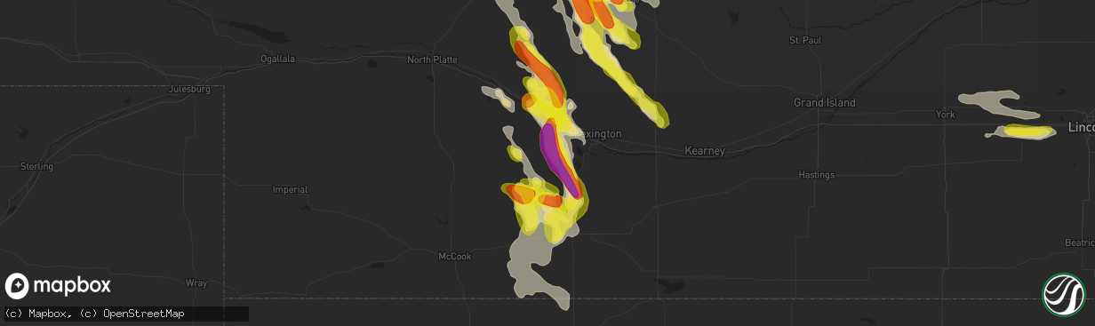 Hail map in Eustis, NE on August 13, 2017