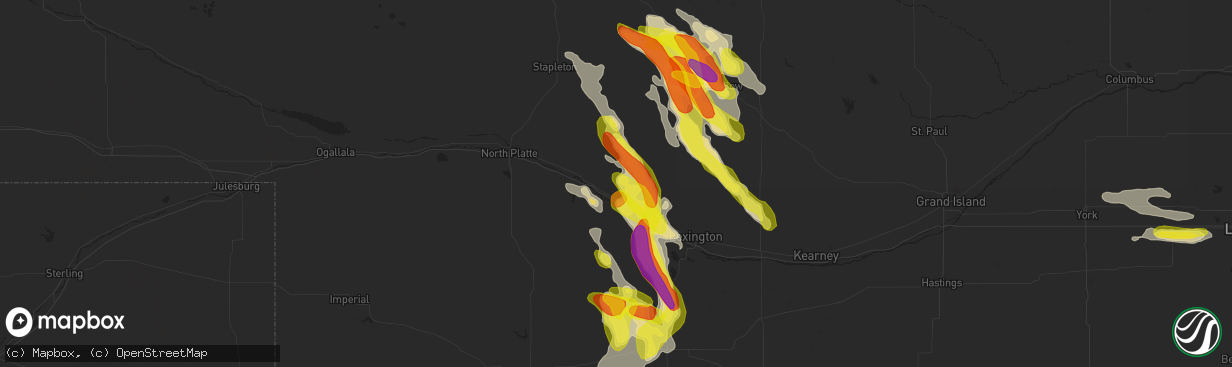 Hail map in Gothenburg, NE on August 13, 2017