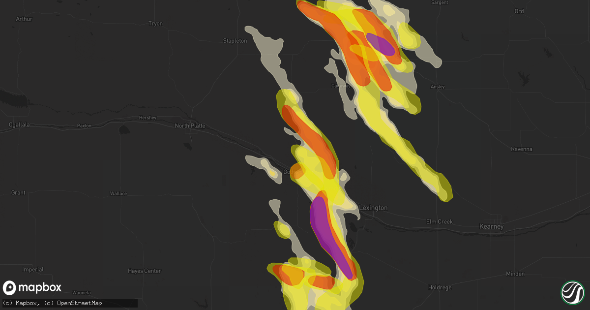 Hail map in Gothenburg, NE on August 13, 2017