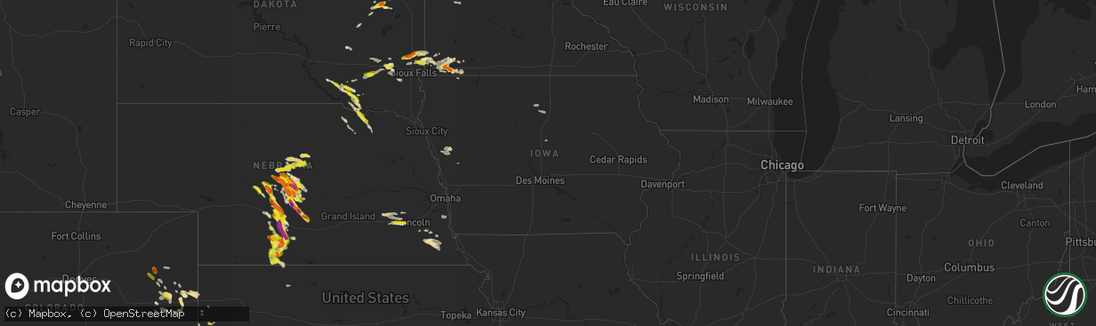 Hail map in Iowa on August 13, 2017