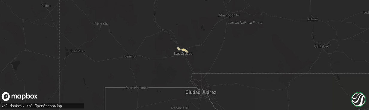 Hail map in Las Cruces, NM on August 13, 2017