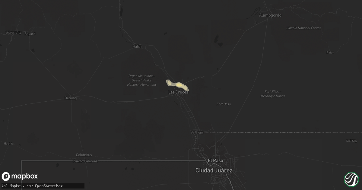 Hail map in Las Cruces, NM on August 13, 2017