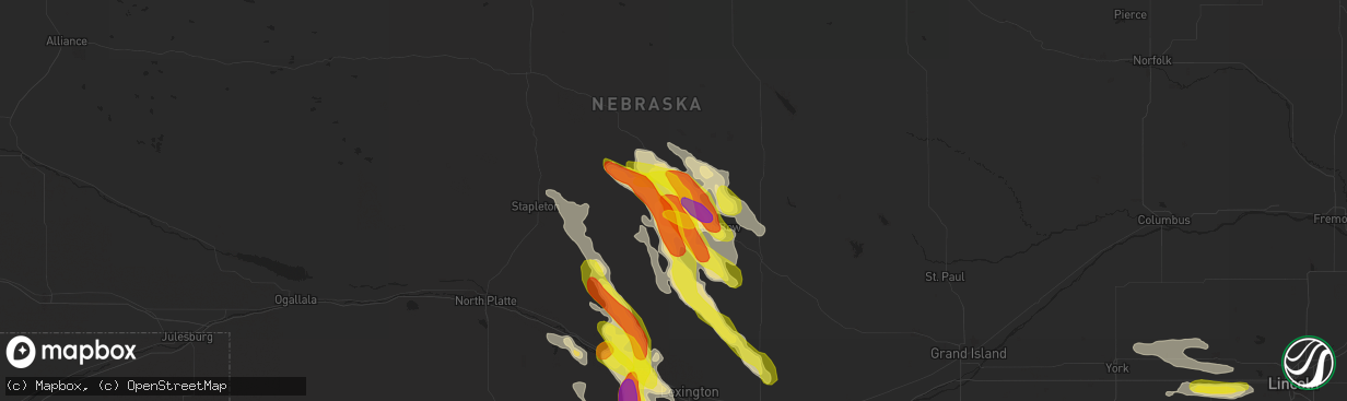 Hail map in Merna, NE on August 13, 2017