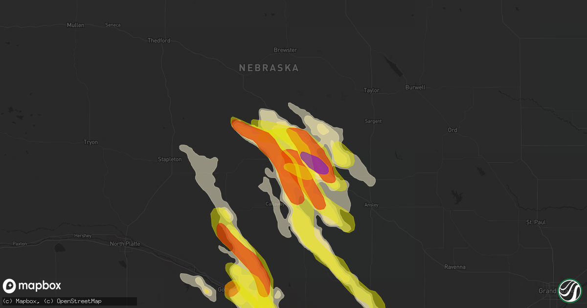 Hail map in Merna, NE on August 13, 2017