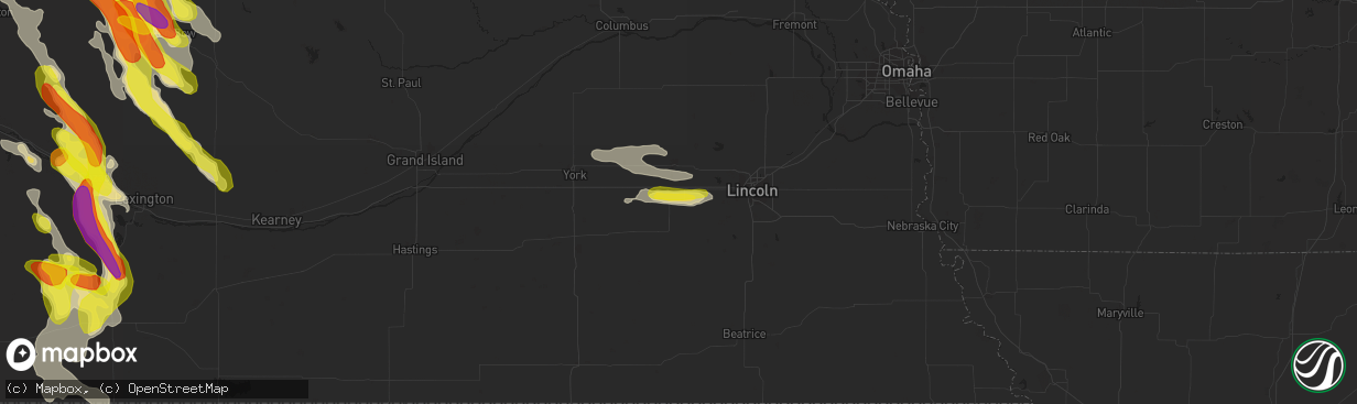 Hail map in Milford, NE on August 13, 2017