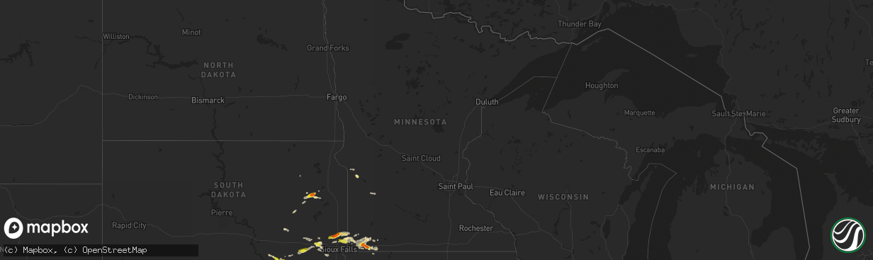 Hail map in Minnesota on August 13, 2017