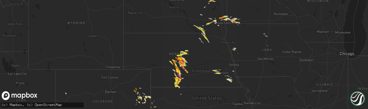 Hail map in Nebraska on August 13, 2017