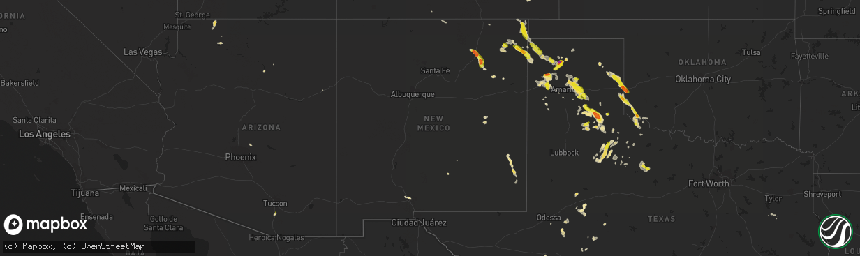 Hail map in New Mexico on August 13, 2017