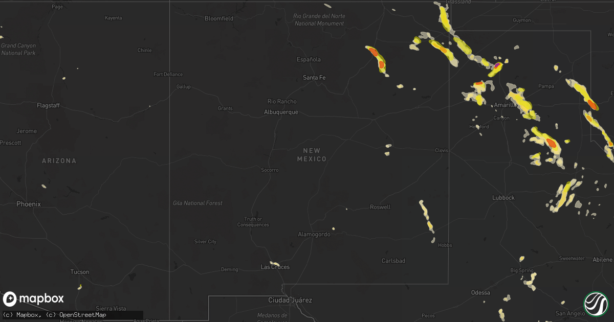 Hail map in New Mexico on August 13, 2017