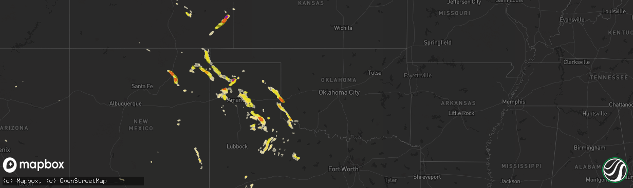 Hail map in Oklahoma on August 13, 2017