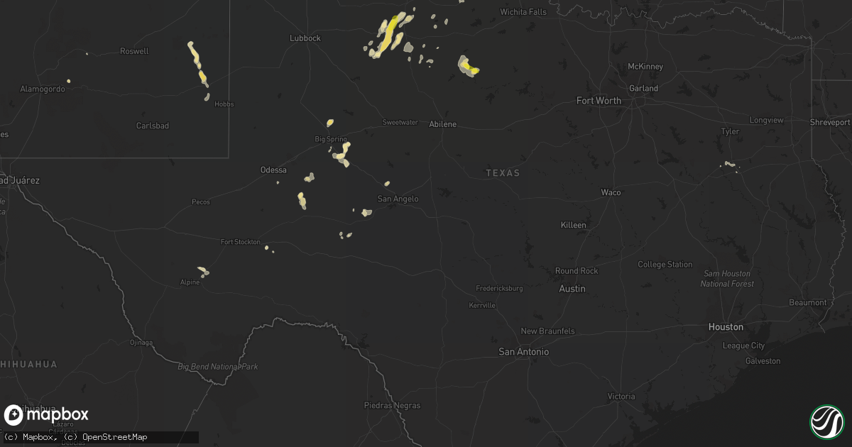 Hail map in Texas on August 13, 2017