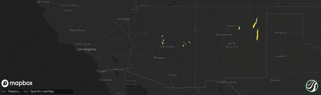 Hail map in Arizona on August 13, 2018