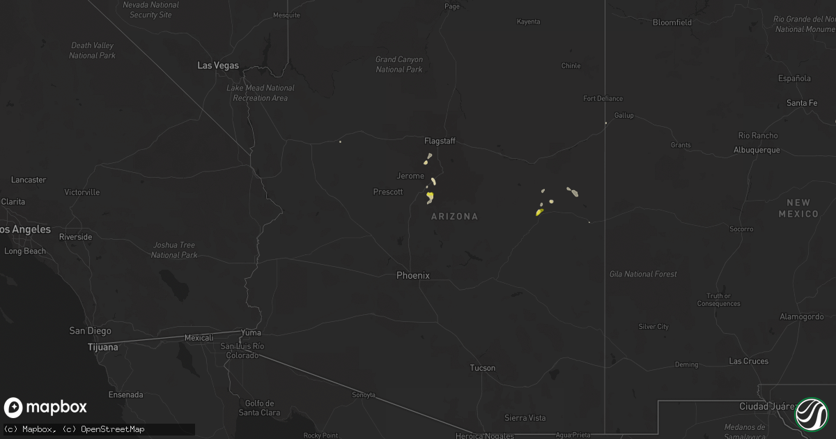 Hail map in Arizona on August 13, 2018