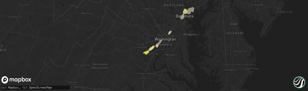 Hail map in Burke, VA on August 13, 2018