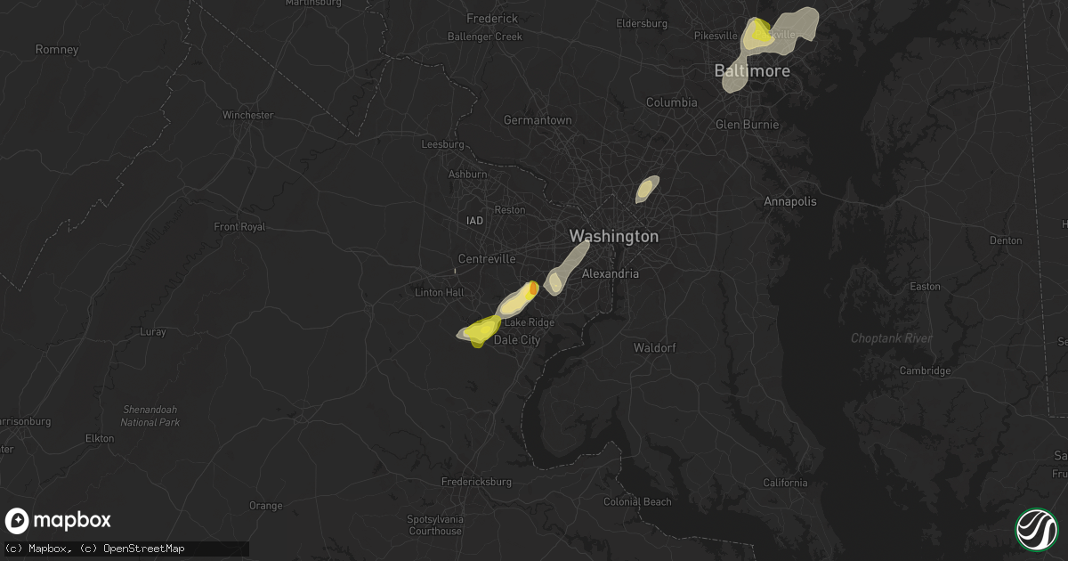 Hail map in Burke, VA on August 13, 2018