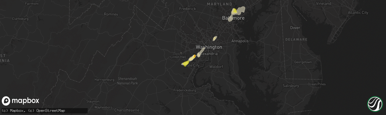 Hail map in Fairfax Station, VA on August 13, 2018