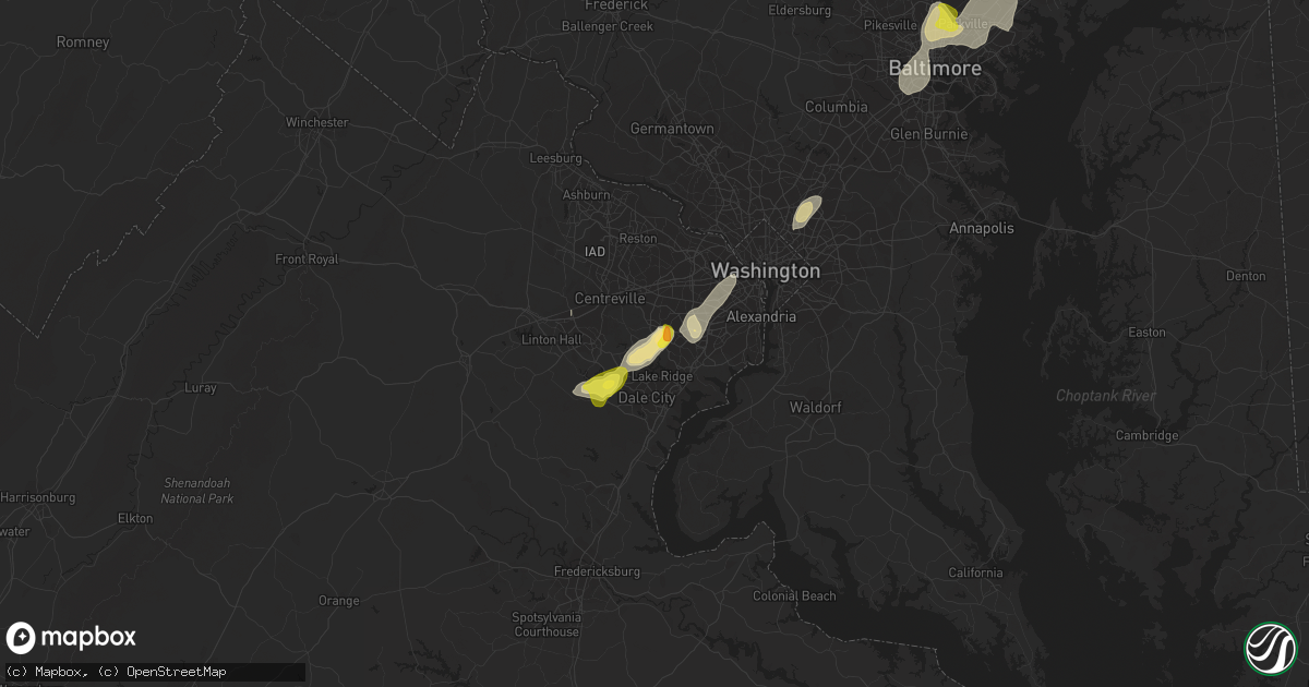 Hail map in Fairfax Station, VA on August 13, 2018