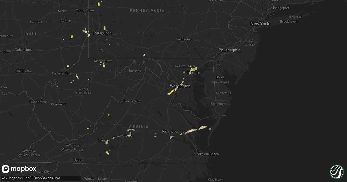 Hail map in Maryland on August 13, 2018