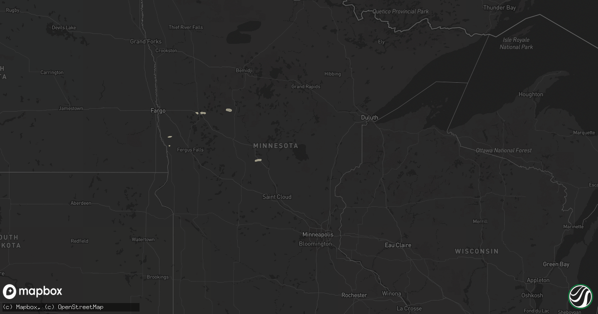 Hail map in Minnesota on August 13, 2018
