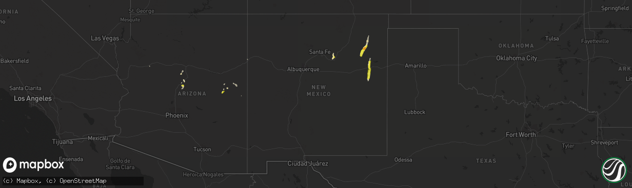 Hail map in New Mexico on August 13, 2018