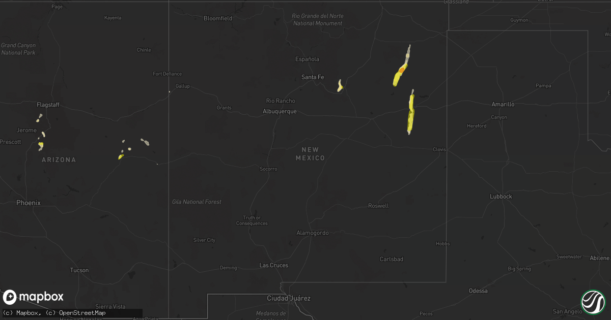Hail map in New Mexico on August 13, 2018