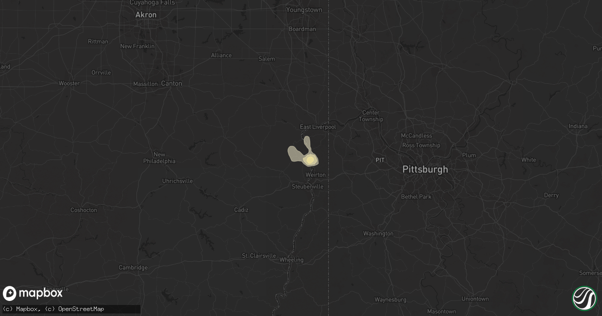 Hail map in Toronto, OH on August 13, 2018
