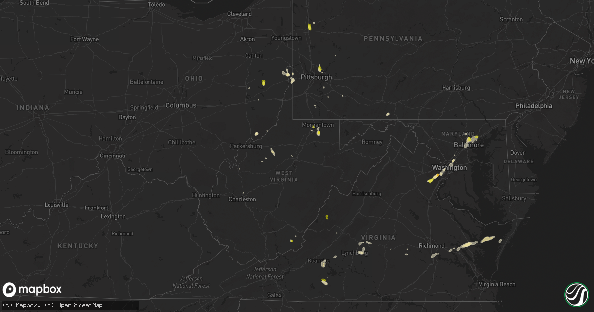 Hail map in West Virginia on August 13, 2018